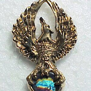 Custom 18 Karat Yellow Gold Phoenix Rising Pendant w/ Spectrolite by L Stetzler